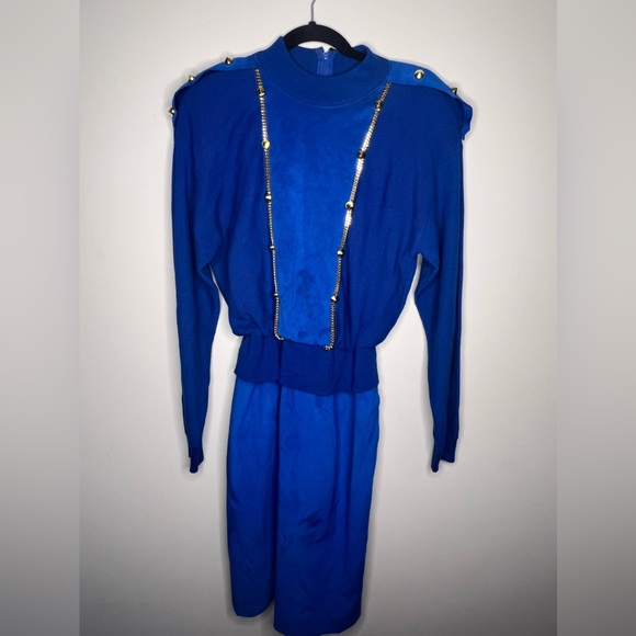 RARE VINTAGE 80s Ciao Ltd Made in Hong Kong Wool blend Dress Women's Size 8 - Picture 2 of 12